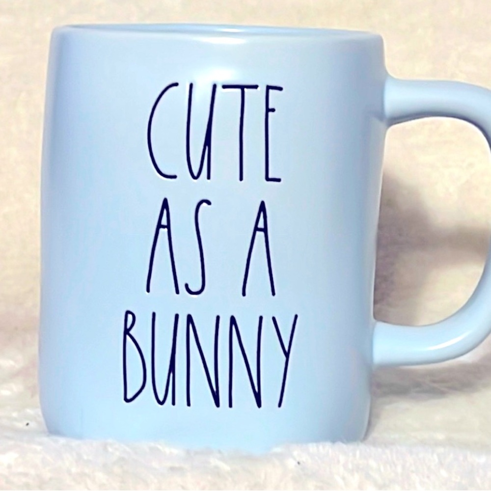 Rae Dunn CUTE AS A BUNNY Light Blue Mug